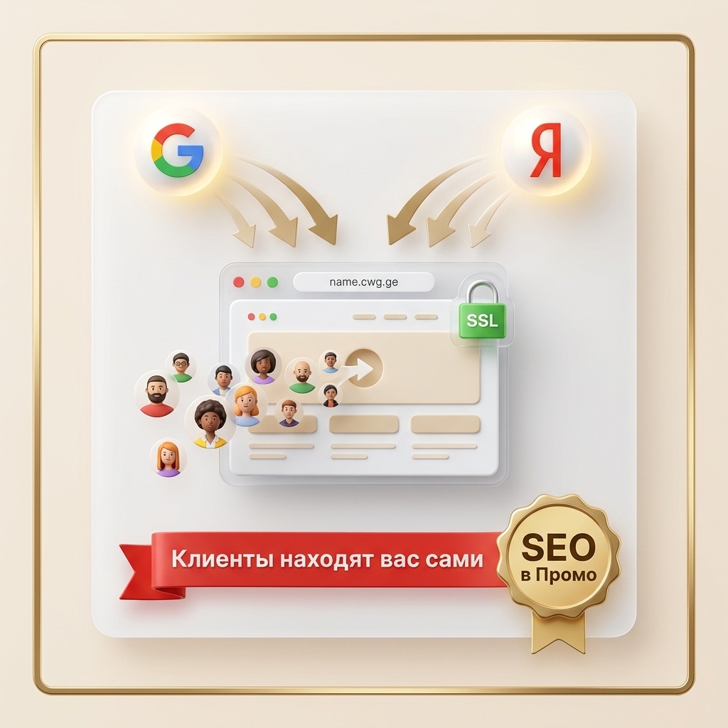 Схема: клиенты из Google и Яндекса переходят на ваш сайт name.cwg.ge